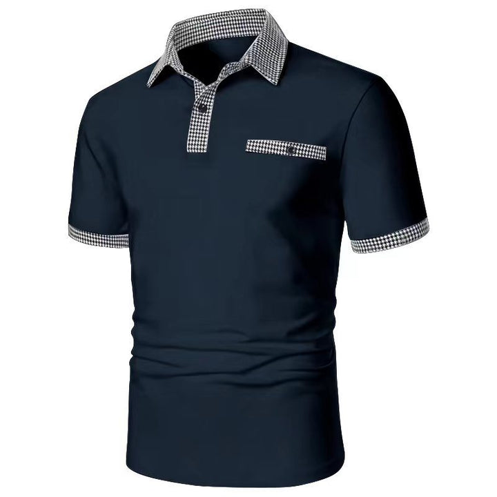 Stylish short-sleeve polo shirt for men with a checkered accents Lune London