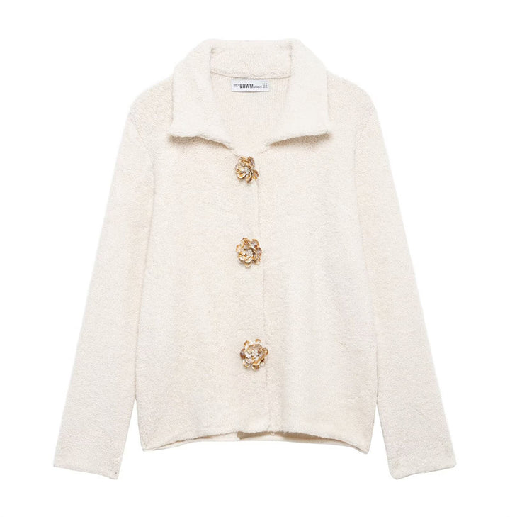 Ladies plush jacket with elegant button details Lune London