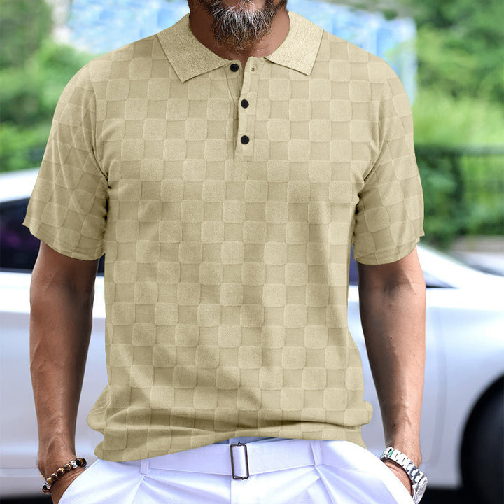 Men's polo shirt with a modern checkered pattern and breathable cotton Lune London