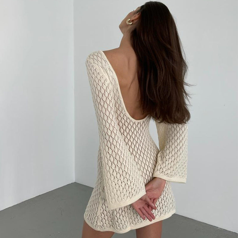 Knit dress for women with an innovative mesh design and elegant cutouts Lune London
