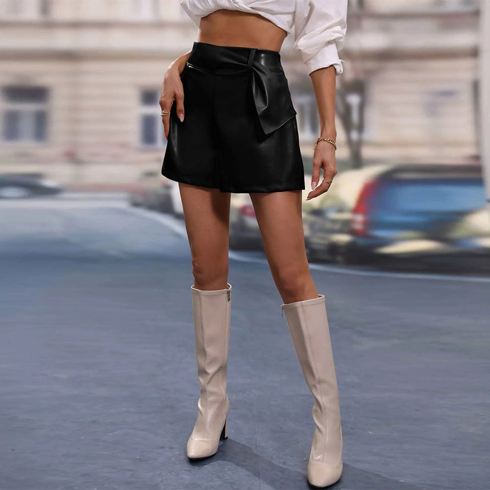 High waisted mini skirt for women with bow detail Lune London