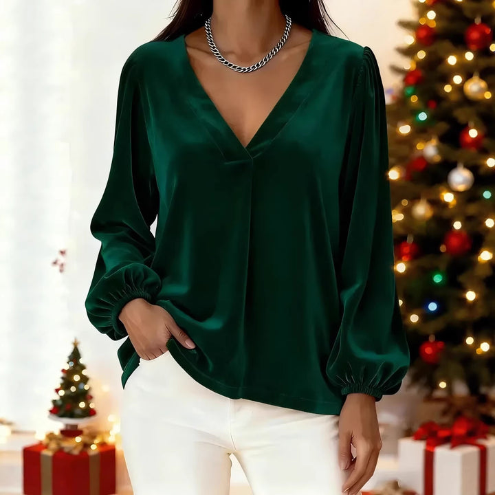 Blouse en viscose à la mode pour femmes avec des manches ballon Chic & Stil