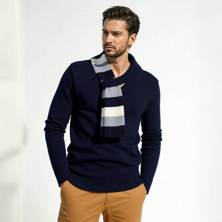 Men's Elegant Sweater with Modern Shawl Collar and High-Quality Finish Lune London