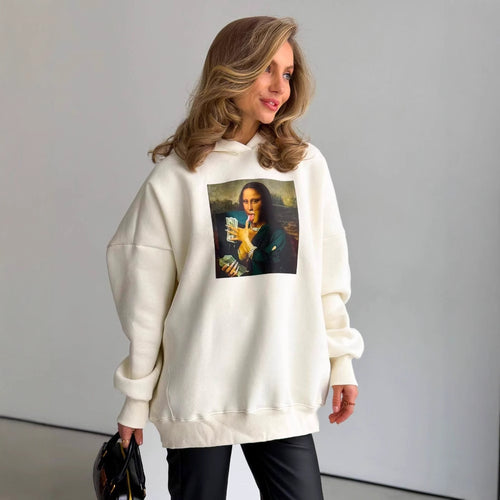 Ladies oversized hoodie with creative artistic pattern Lune London
