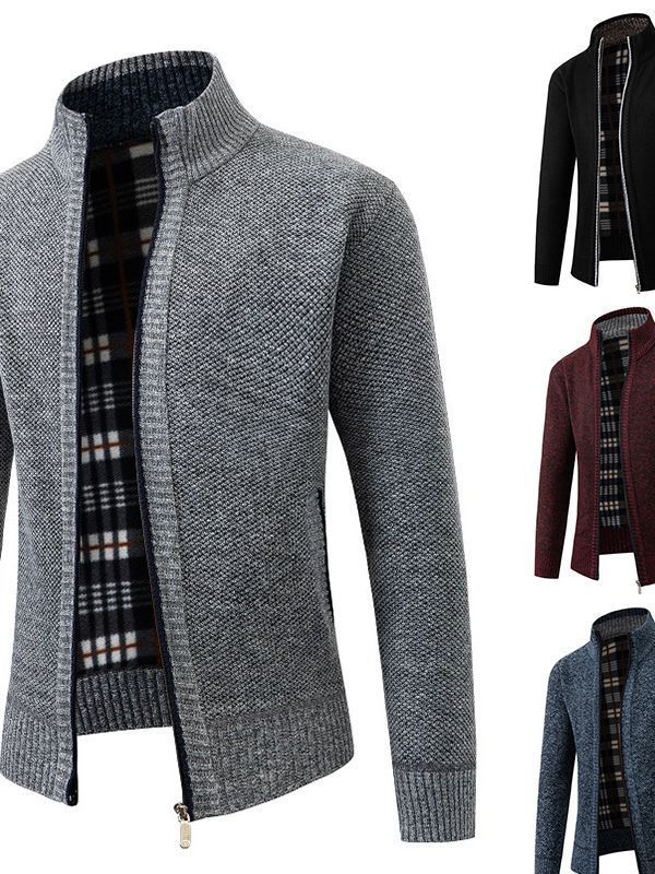Fashion knit jacket for men with an innovative structure and a warm lining Lune London