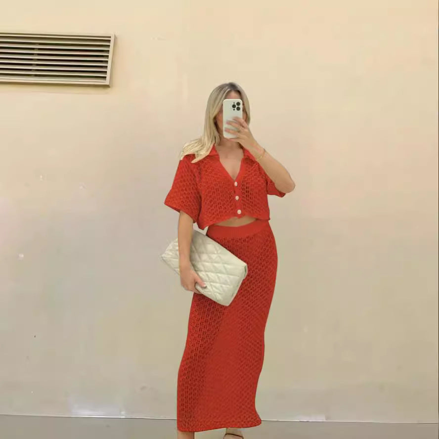 Roc crochet maxi for women with matching short jacket Lune London