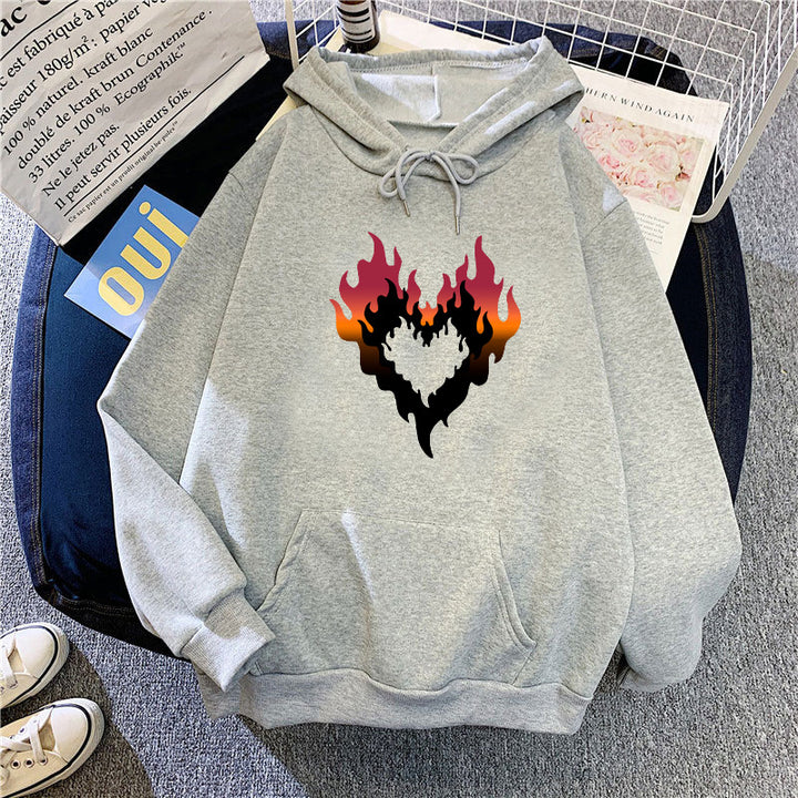 Women's Hoodie with Creative Flame Heart Design Chic & Style