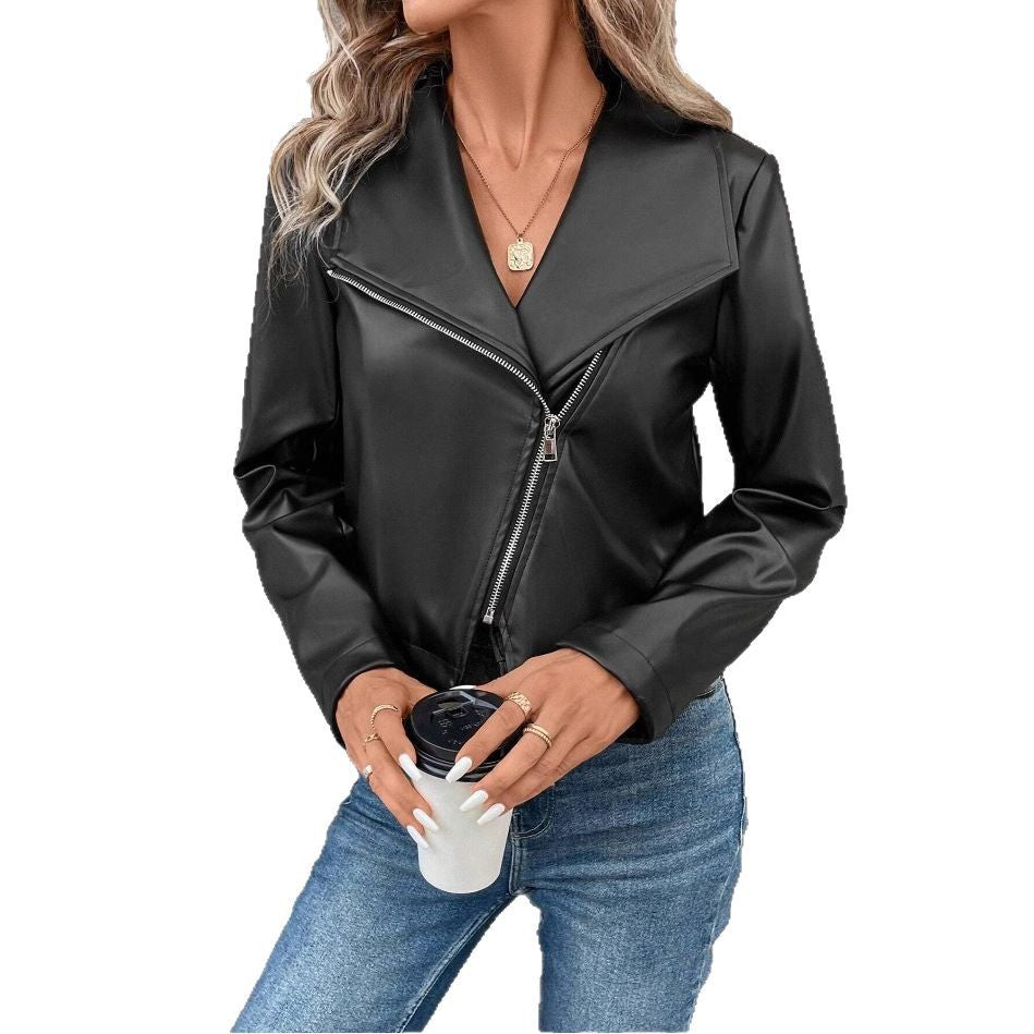 Lune London Women's Biker Jacket with Asymmetrical Zipper