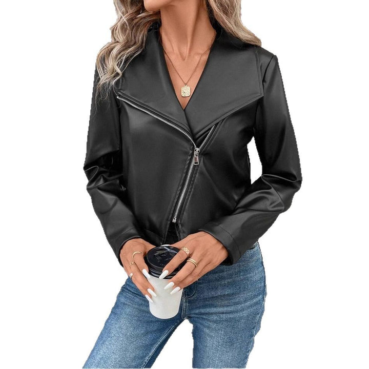 Lune London Women's Biker Jacket with Asymmetrical Zipper