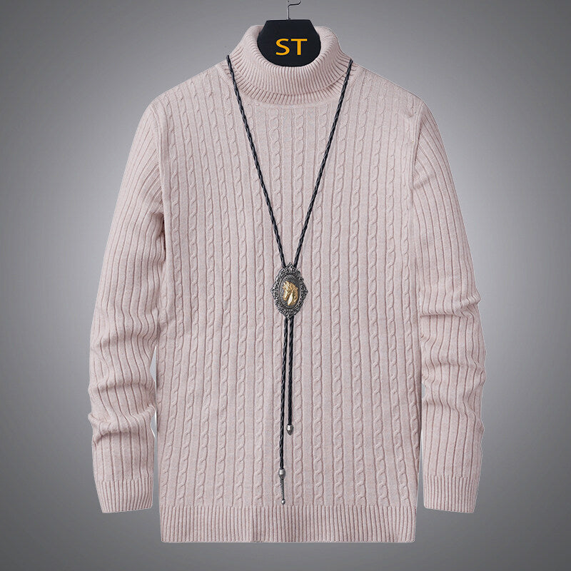 Men's turtleneck sweater with textured braid pattern Lune London