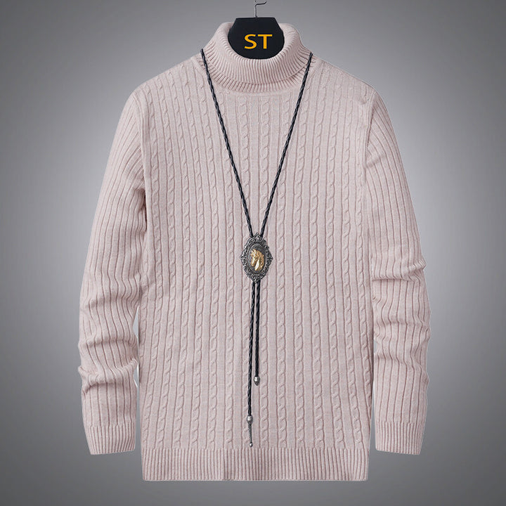 Men's turtleneck sweater with textured braid pattern Lune London