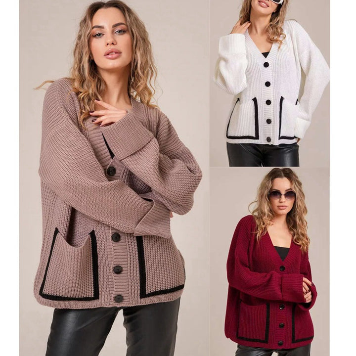 Knitted jacket for women with trendy cut and practical buttons Lune London