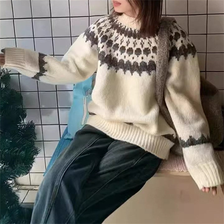 Pull en tricot pour femmes avec motif norvégien Chic & Stil