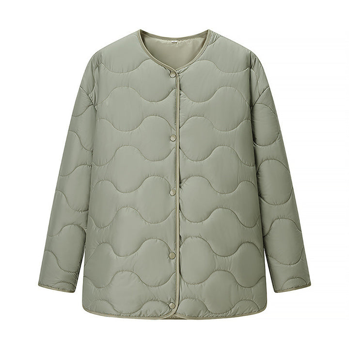 Padded transition jacket for women with large collar Lune London