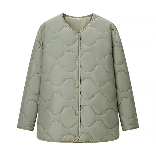 Padded transition jacket for women with large collar Lune London