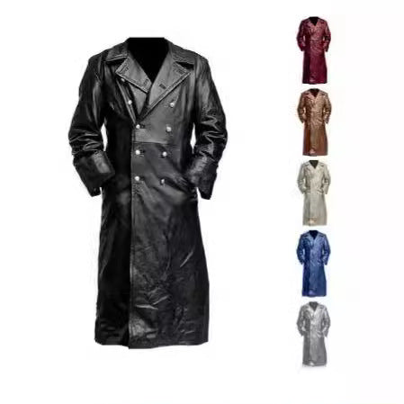 Leather trench coat for men with double-breasted buttons Lune London
