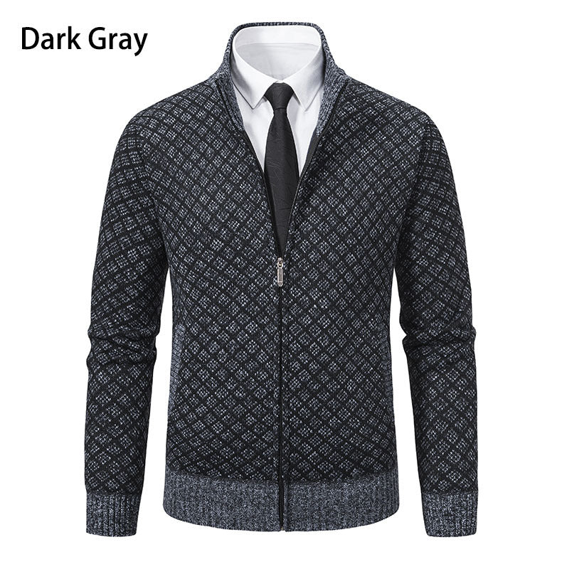 Zip jacket for men with modern diamond pattern Lune London