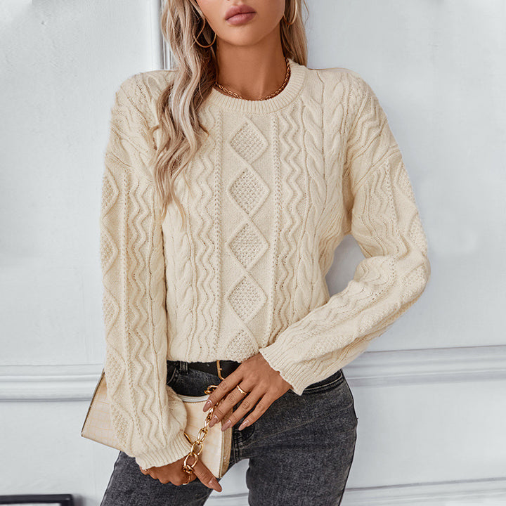 Thick knitted sweater for women with textured twisted pattern Lune London