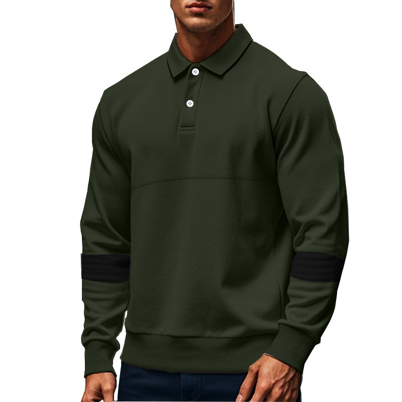 Elegant man long sleeve polo with contrasting sleeve details Lune London