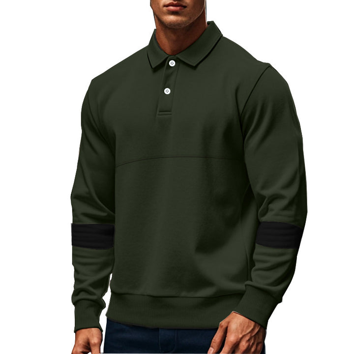 Elegant man long sleeve polo with contrasting sleeve details Lune London