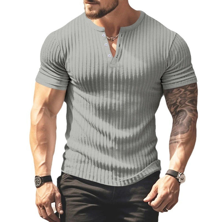 Men's Short Sleeve Henley T-Shirt with Textured Design Lune London