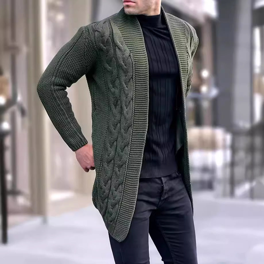 Chunky knit cardigan for men with trendy braided pattern and relaxed fit Lune London