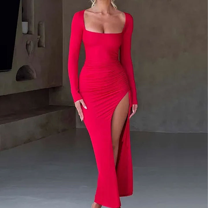 Robe maxi femme avec fronces et silhouette flatteuse Chic & Stil