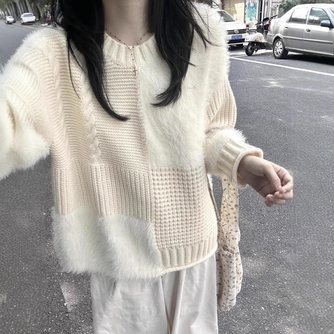 Pull en tricot épais pour femme avec textures variées Chic & Stil