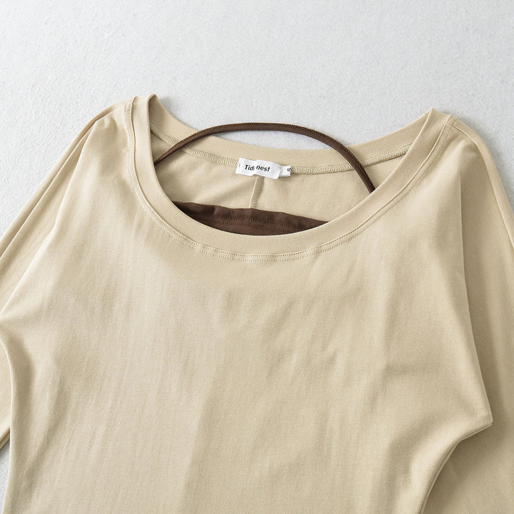 Casual long sleeve t-shirt for ladies with an elegant boat neck and a trendy back detail Lune London