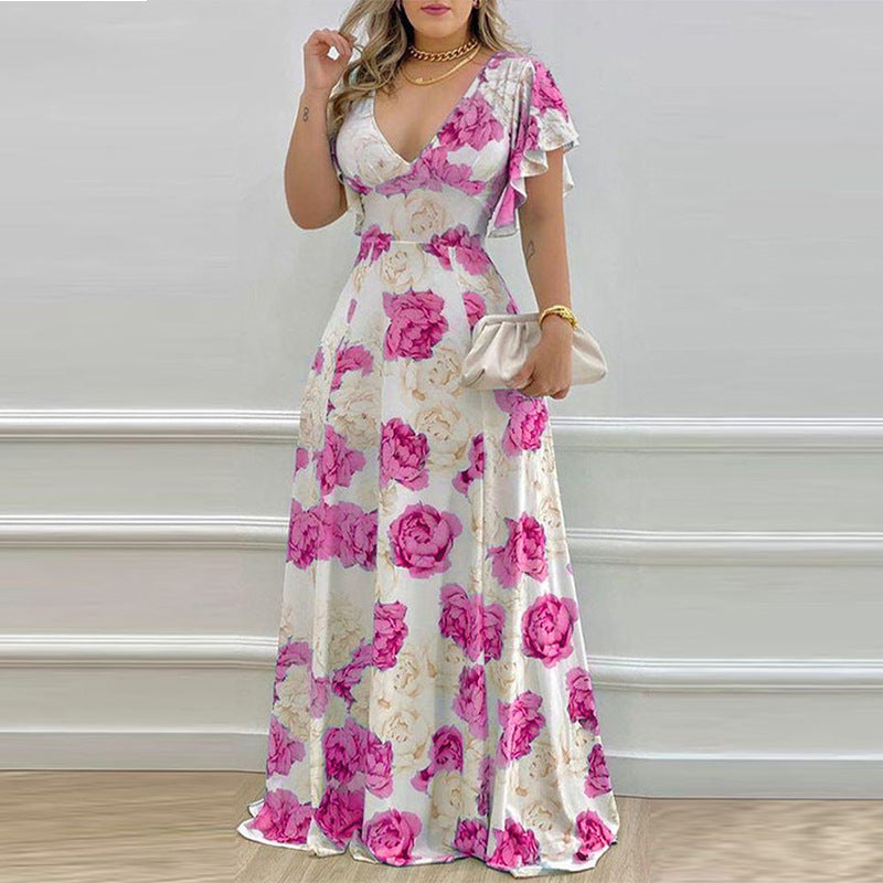 Robe maxi femme avec motif floral romantique Chic & Stil