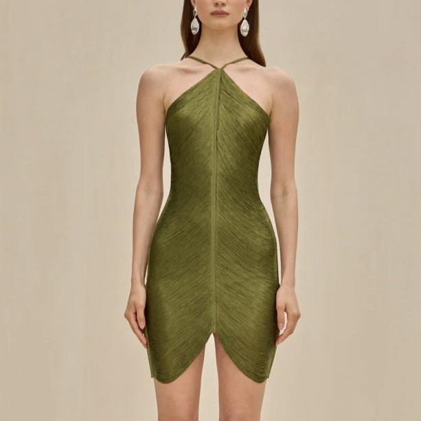 Ladies Elegant Party Dress with Seductive Slit and Gold Accents Lune London