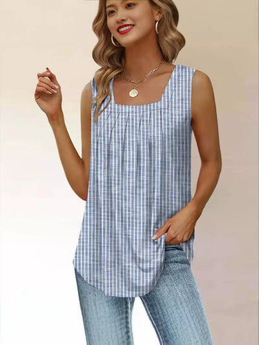 Ladies pleated striped tank top Lune London