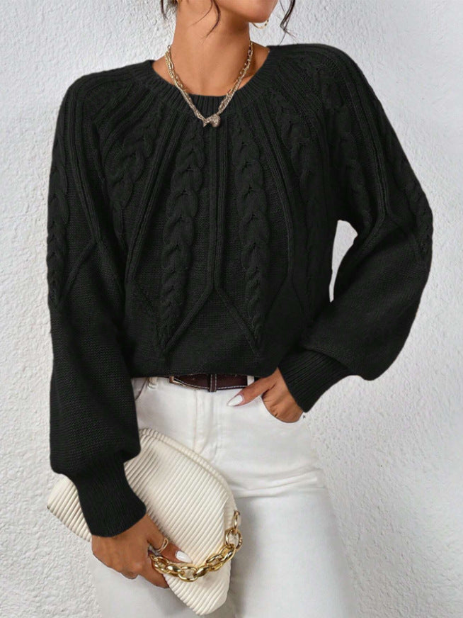 Knit sweater for women with cable pattern and wide sleeves Lune London