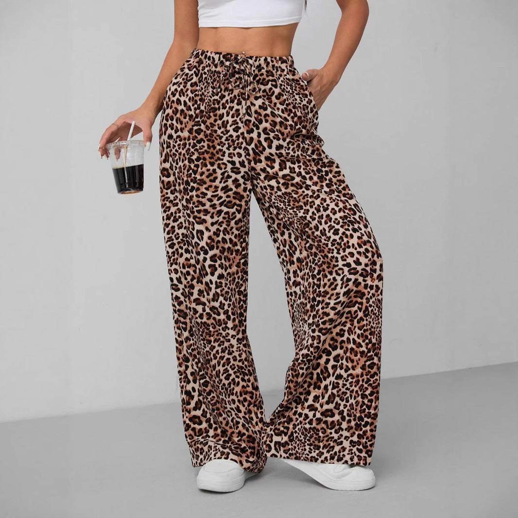 Leopard print palazzo pants for women with a relaxed fit Lune London