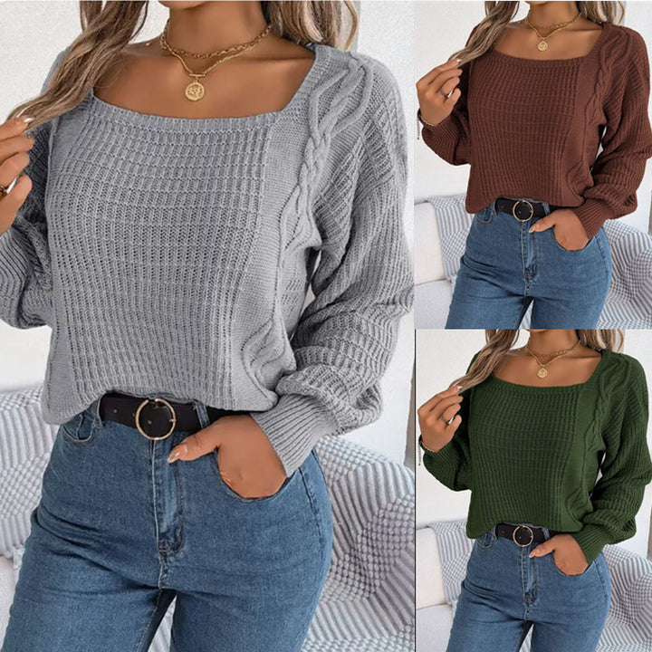 Casual knitted sweater for women with structured surface and romantic braid design Lune London