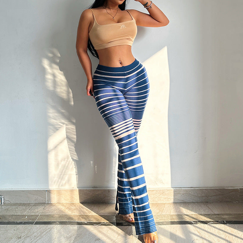 High-waisted striped leggings for women Lune London