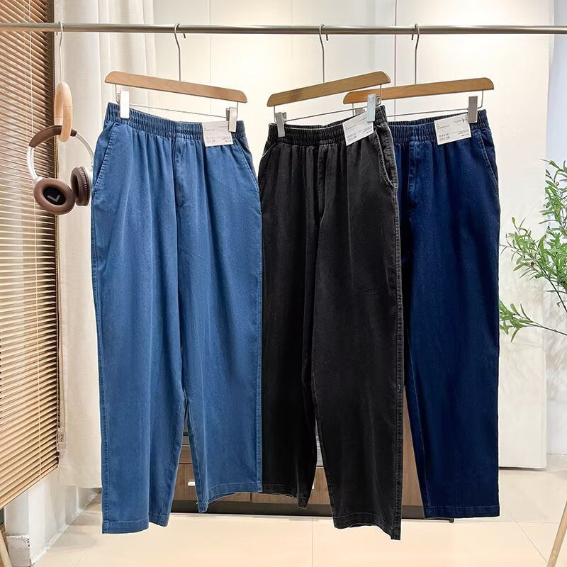 Pantalon en jean large et confortable pour femme avec taille élastique Chic & Stil