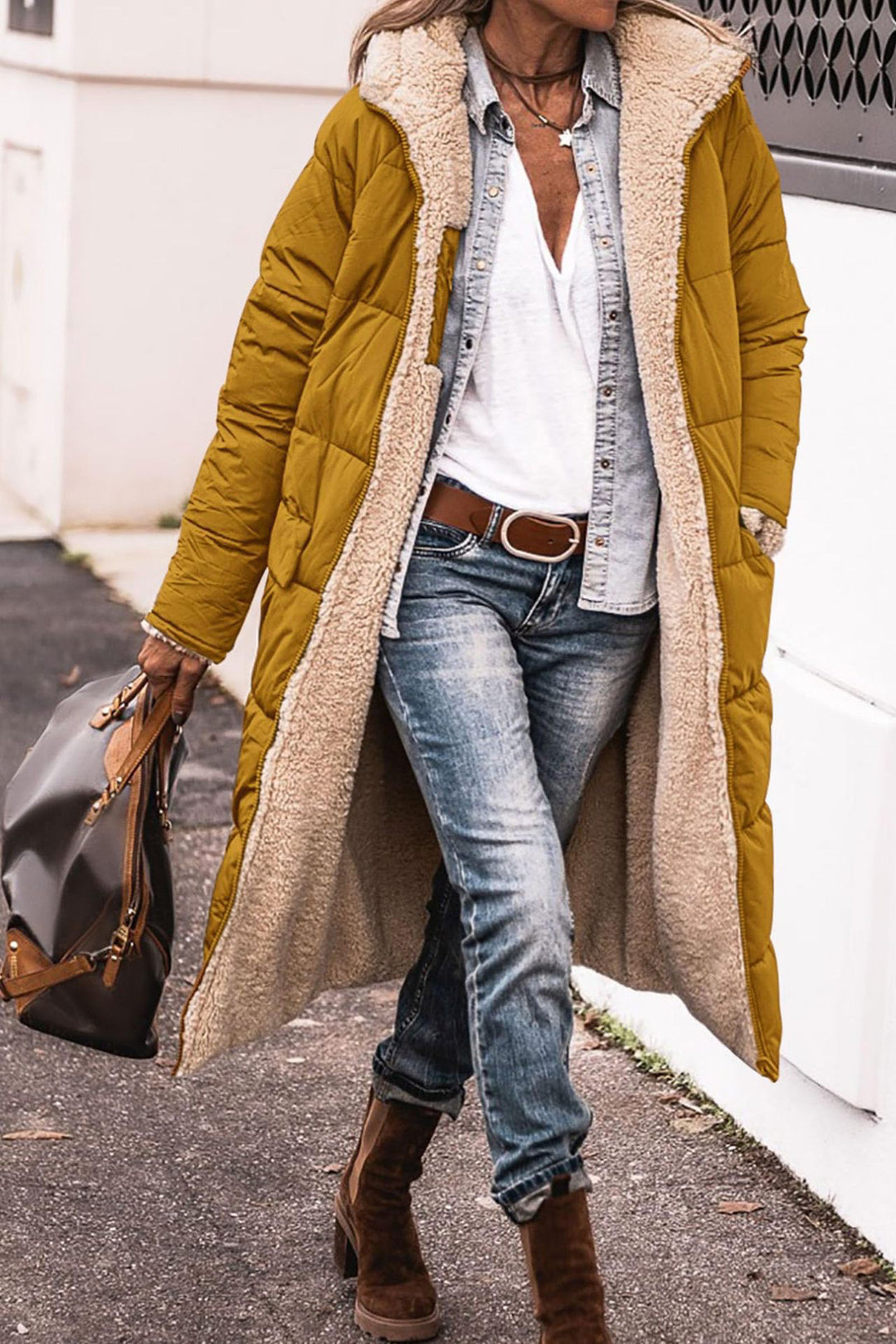 Women cozy long down coat Lune London