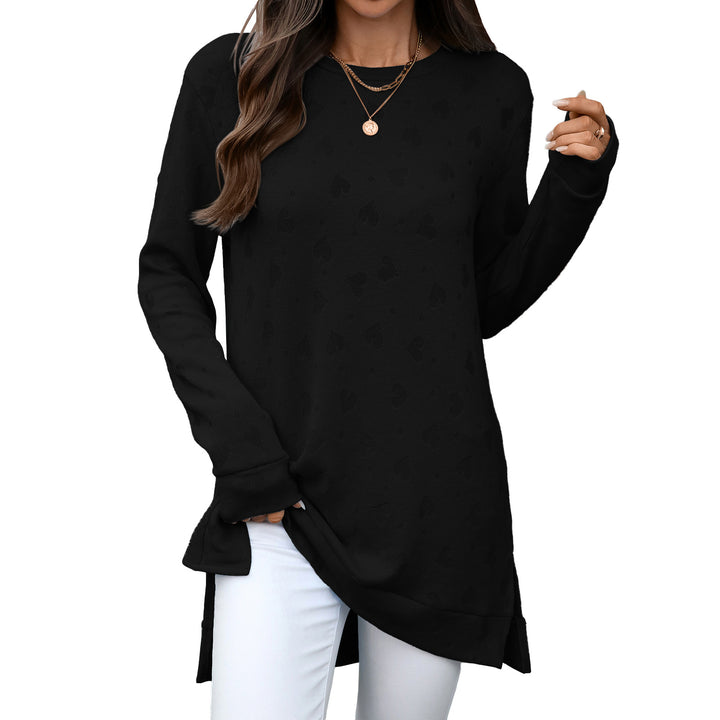 Ladies casual long sleeve tunic with woven pattern Lune London