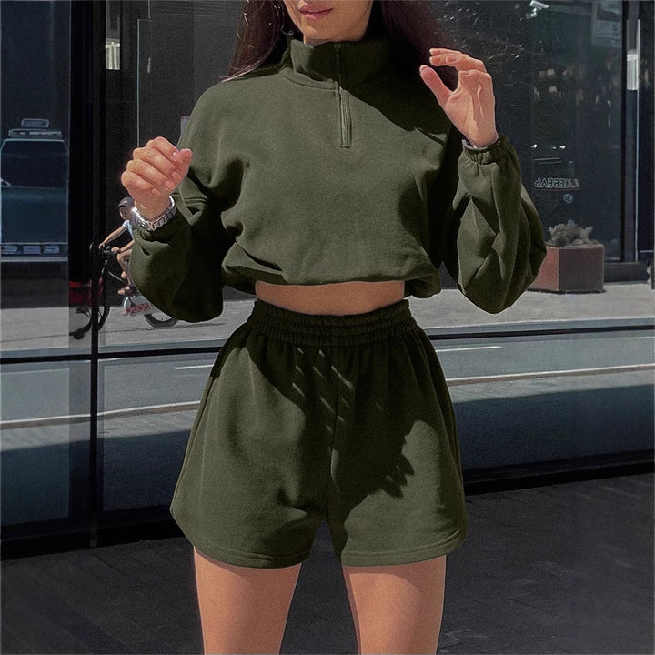 Women's sports set with cropped sweater and shorts Lune London