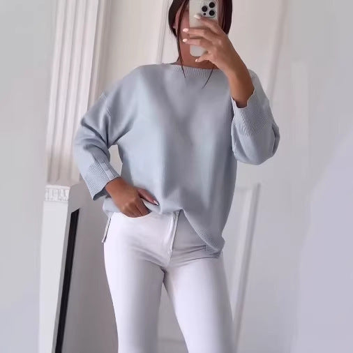 Women's Casual Oversized Sweater with Asymmetric Cut and Button Details Chic & Stil