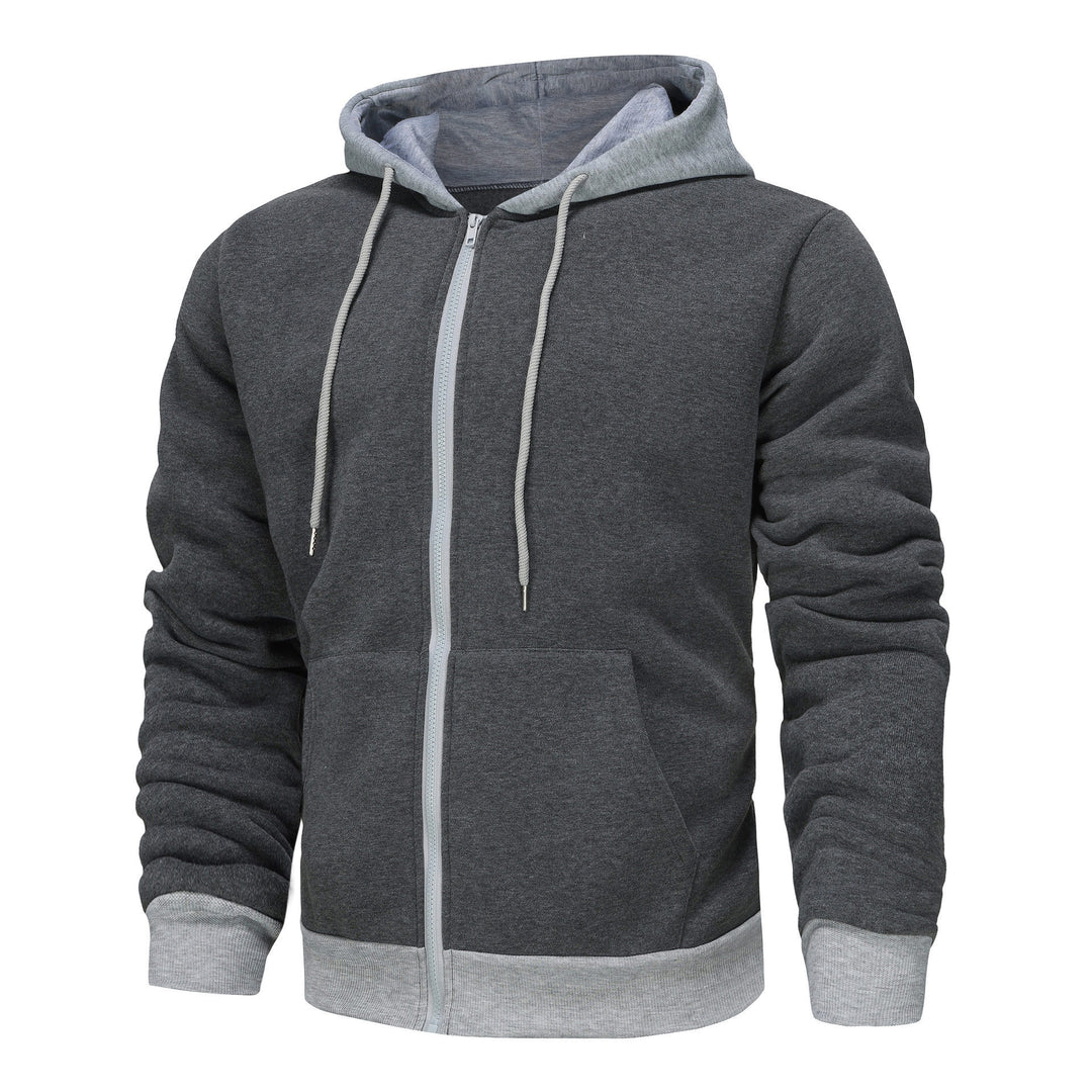 Men's Zip Hoodie with contrasting color and kangaroo pocket Lune London
