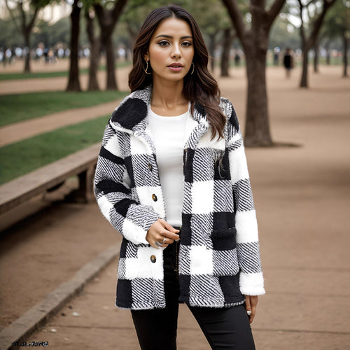 Ladies Fleece Jacket with Pattern and Practical Pockets and Trendy Cut Lune London