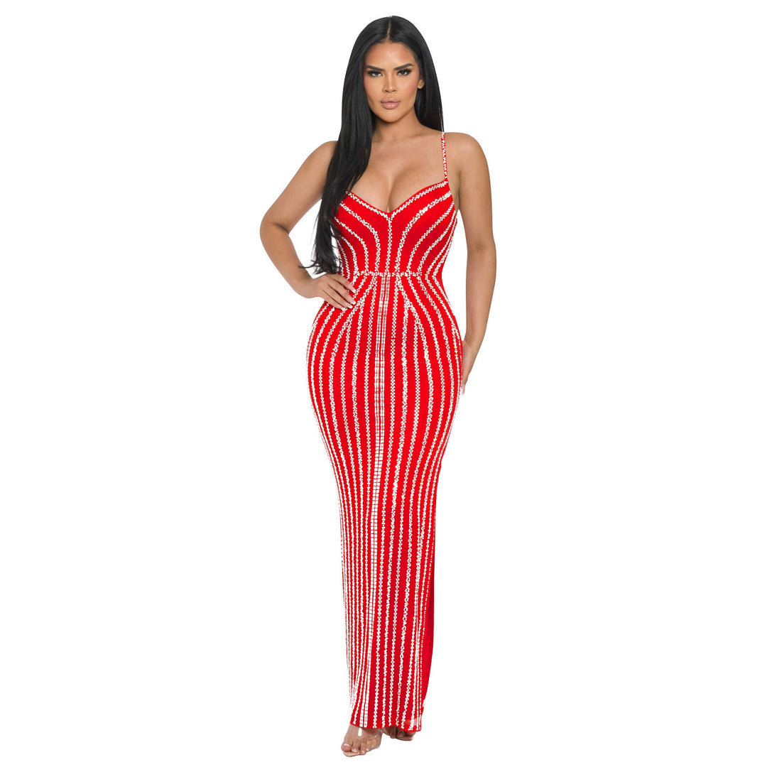 Ladies Elegant Chic Striped Maxi Dress
