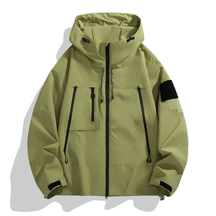 Lune London | Men's technical outdoor jacket with adjustable hood design and multifunctional pockets