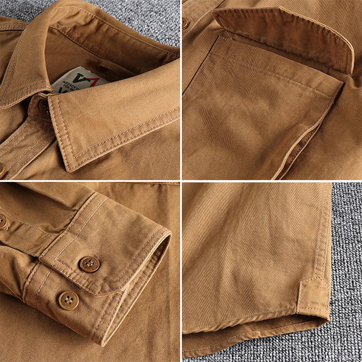 Men's cotton shirt with practical chest pockets and button-down collar Lune London