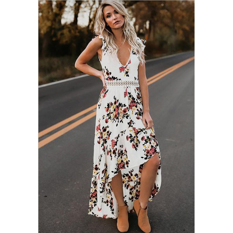 Robe maxi femme avec accents floraux et taille élastique Chic & Stil