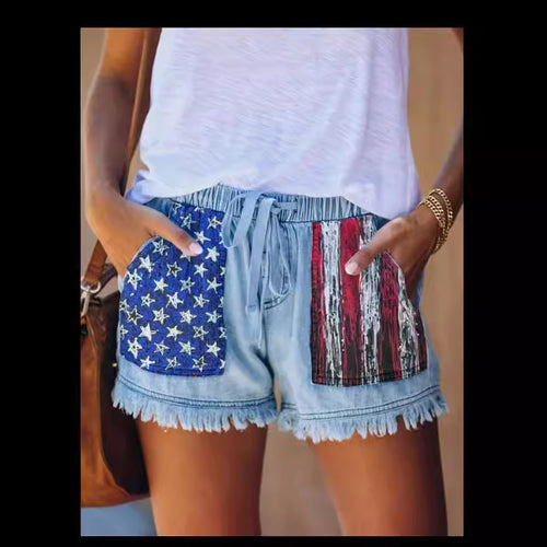 Women's denim shorts with creative pockets Lune London
