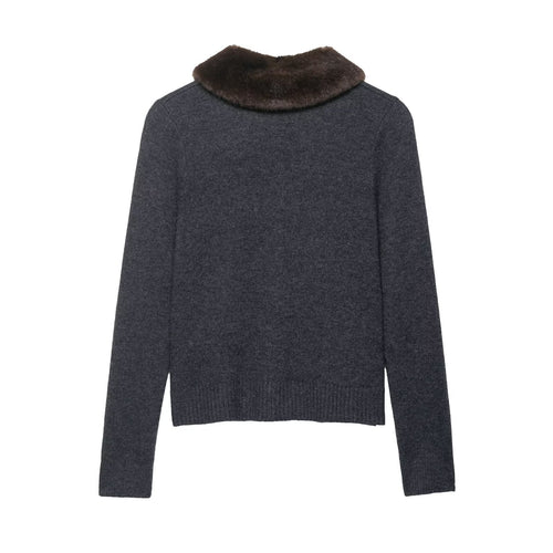 Ladies elegant vest with removable faux fur collar Lune London