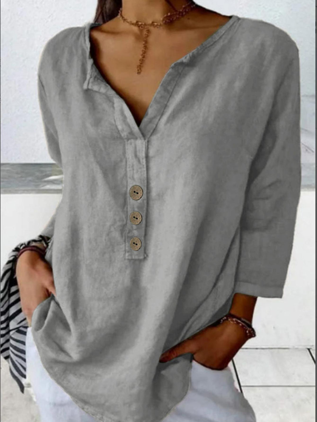 Shirt blouse for women with casual button placket Lune London